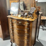 Antique Serpentine “HiBoy” Dresser in Quarter-Sawn Oak (c. 1900)