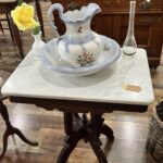 Antique Eastlake Walnut Parlor Table with Marble Top