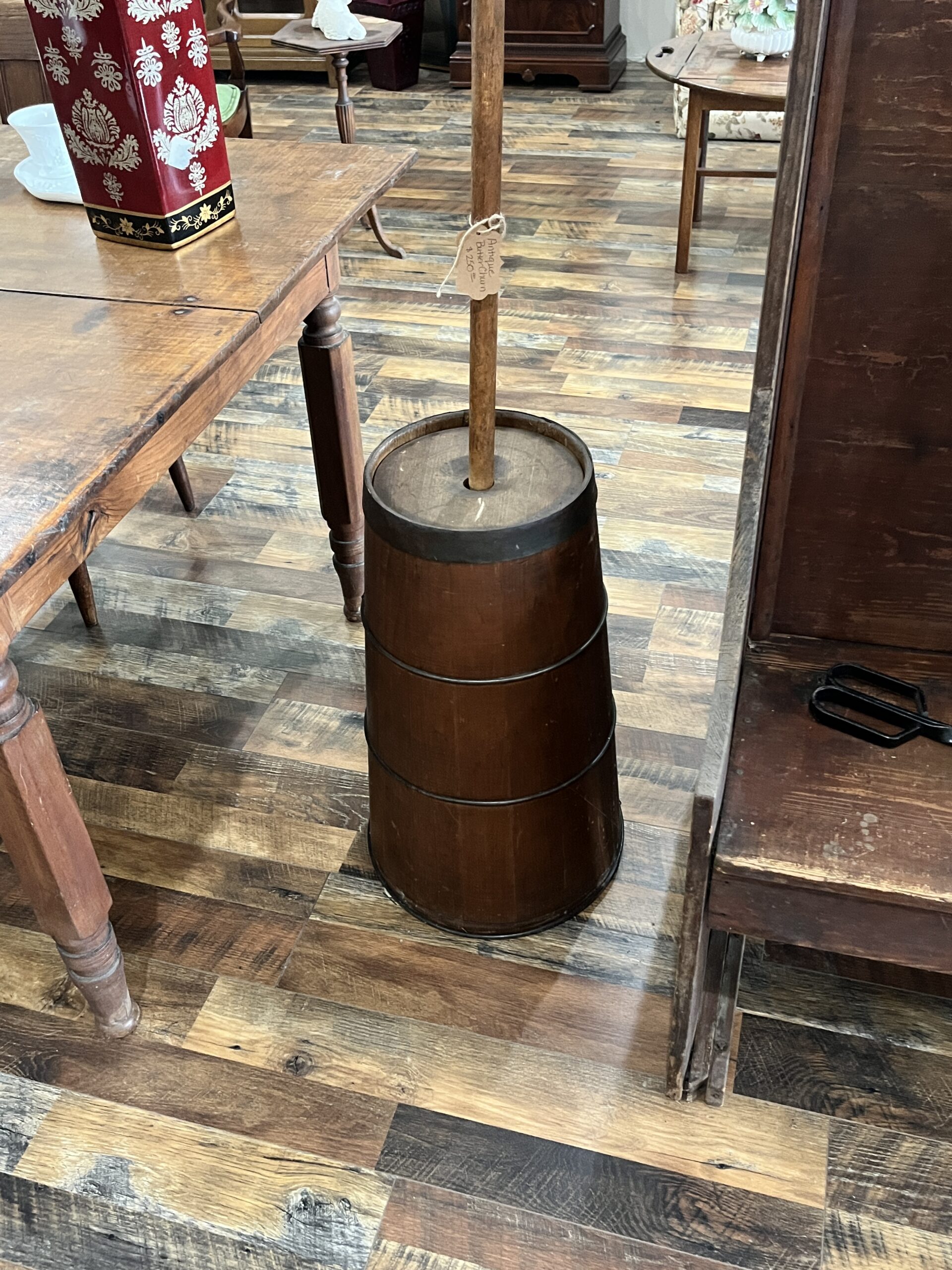 IMG_1981 Antique Wooden Barrel Body Butter Churn - Image 1